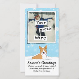 Corgi i Helgdag  i Snö Julkort