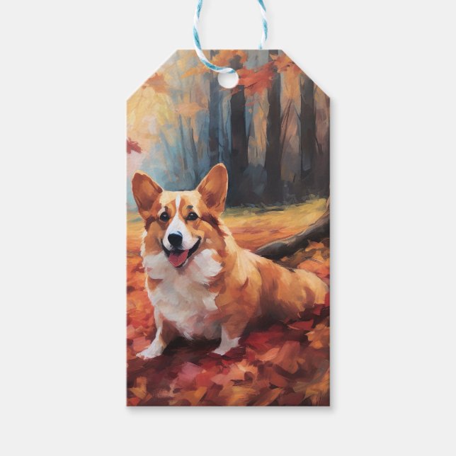 Corgi i Höst löv Fall Inspire Presentetikett (Framsidan)