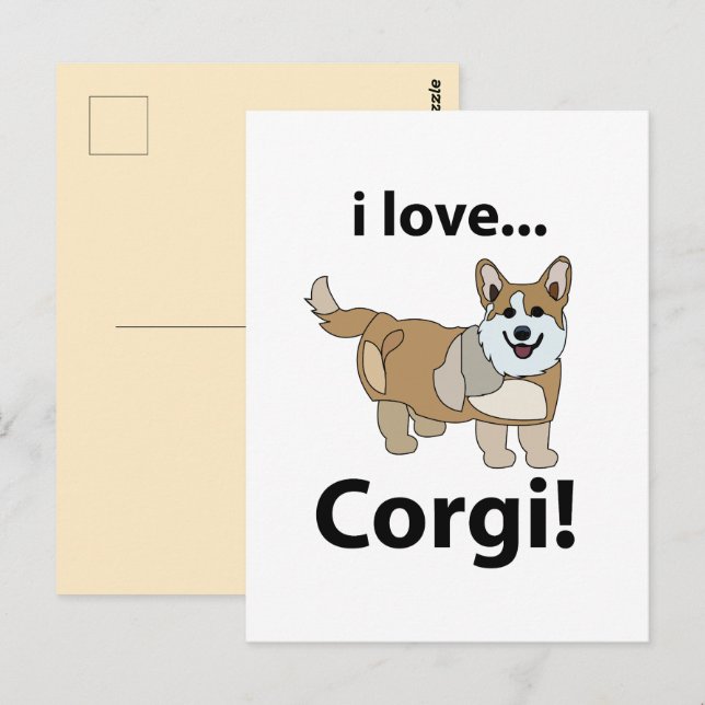 Corgi I Kärlek Corgi Vykort (Fram/baksida)