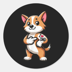 Corgi I Kärlek Pappa Rolig hund Tattoo_1 Runt Klistermärke