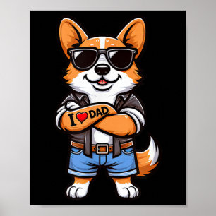 Corgi I Kärlek Pappa Rolig hund Tattoo Poster