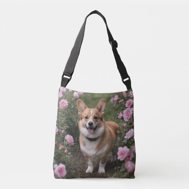 Corgi i Rosa ros, Axelväska (Framsida)