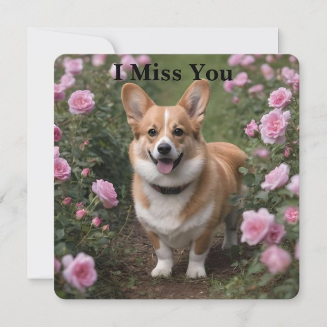 Corgi i Rosa ros, jag saknar ditt kort (Framsida)