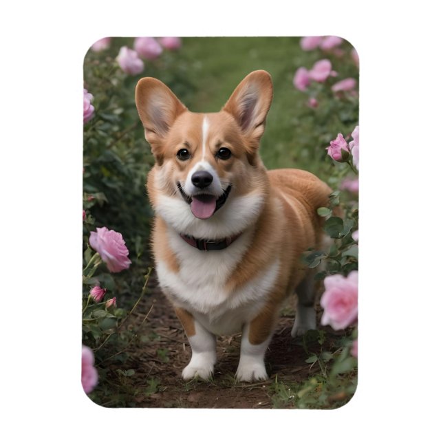 Corgi i Rosa ros, Magnet (Vertikal)