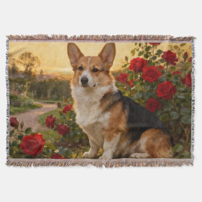 Corgi i rosorna II kastfilt Filt (Framsidan)