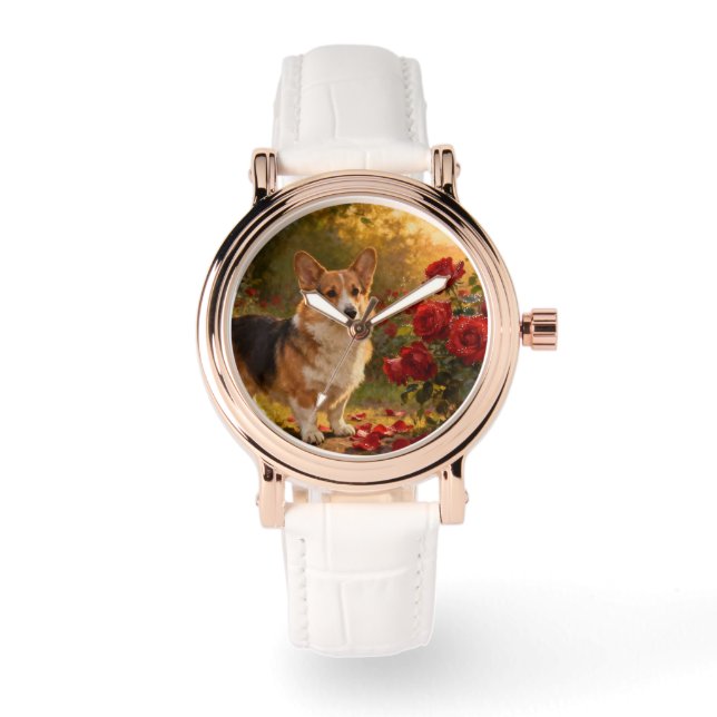 Corgi i rosorna V Armbandsur (Framsida)