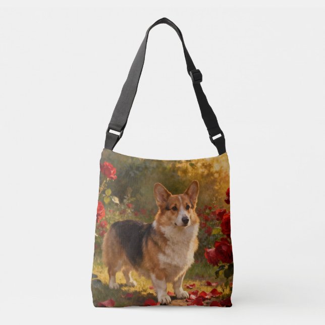 Corgi i rosorna V Axelväska (Framsida)
