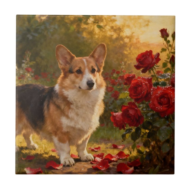 Corgi i rosorna V Kakelplatta (Framsidan)