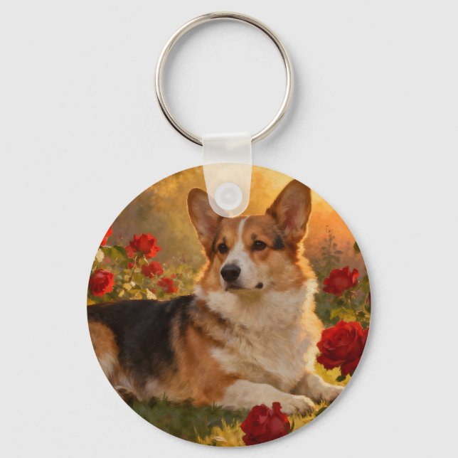 Corgi i rosorna VI Nyckelring (Framsida)