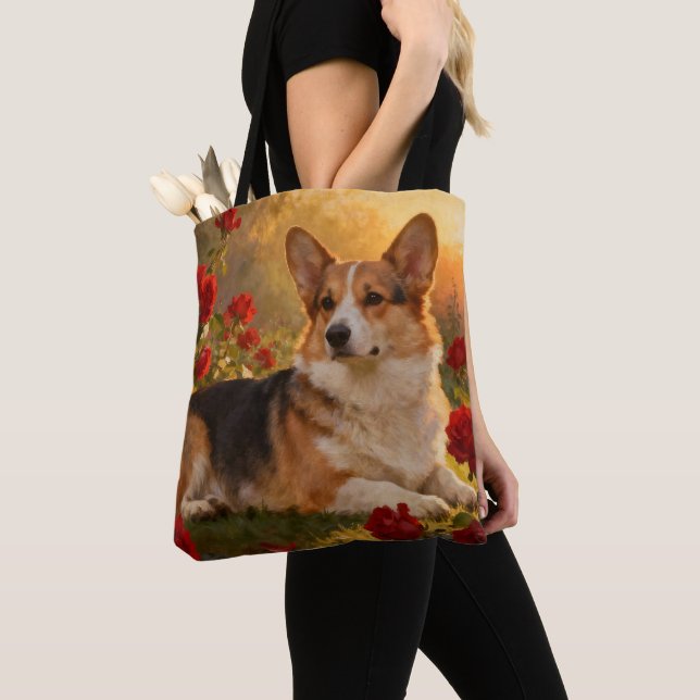 Corgi i rosorna VI Tygkasse (Närbild)