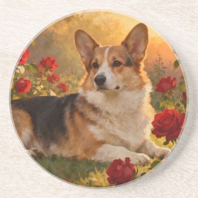 Corgi i rosorna VI Underlägg (Framsidan)