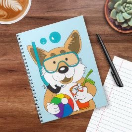 Corgi i Sommardykare Diver Cocktail Cute Hund Anteckningsbok