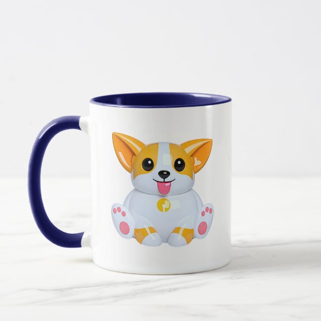 Corgi-illustration Söt Glansig Orange Mugg (Vänster)