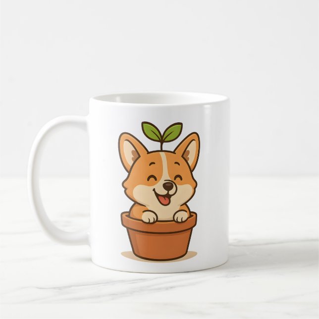 Corgi in a Pot Drinkware - Cute Hund älskare Kopp (Vänster)
