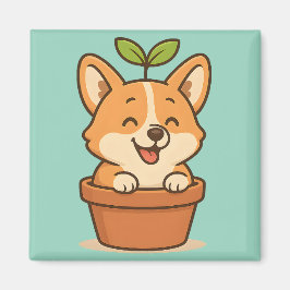 Corgi in a Pot Magnets | Cute Kitchen Decor Magnet