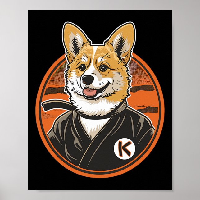 Corgi in Jiu Jitsu Gi Bjj Life Karate Taekwondo Co Poster (Framsidan)