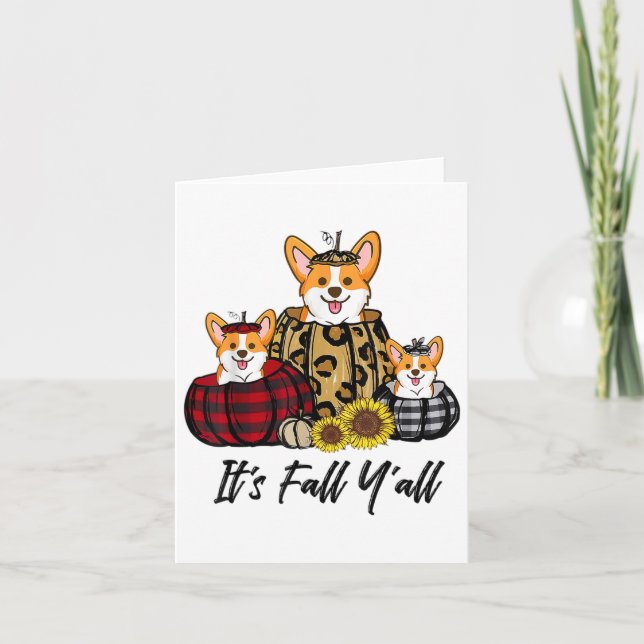 Corgi in Leopard Pumpkin Autumn Thanksgiving Kort (Framsida)