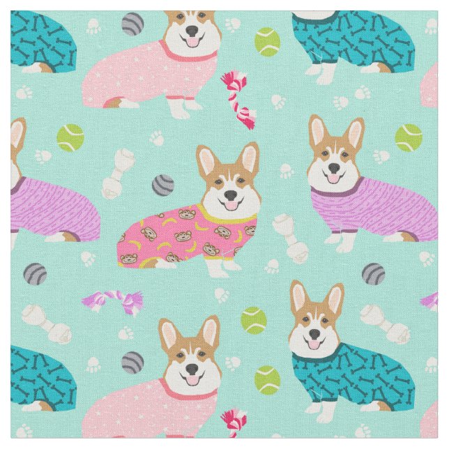 corgi in pjs mynta tyg (Närbild)