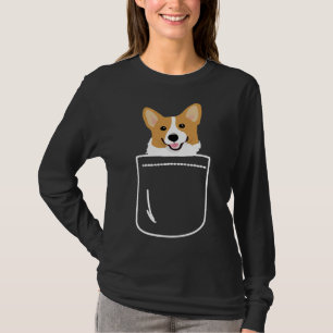 Corgi in Pocket Funny Cute Puppy Big Lycklig Smile T Shirt