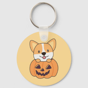 Corgi in Pumpkin Cute Hundar Happy halloween Keych Nyckelring