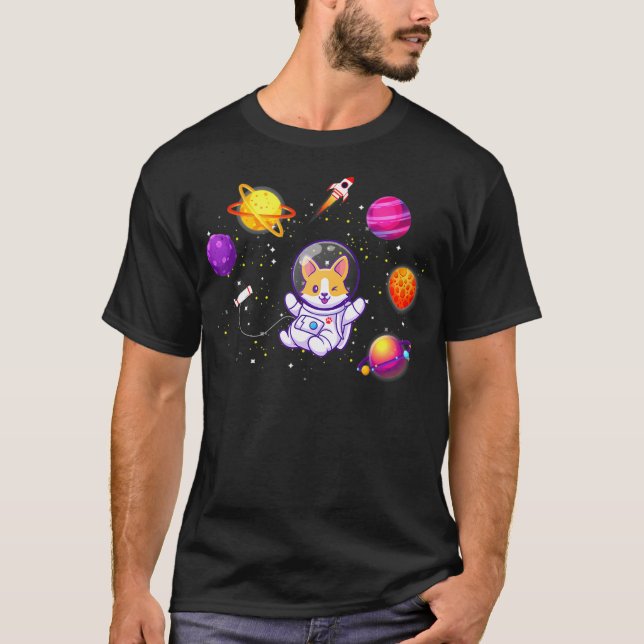 Corgi in Space Corgi Astronaut Corgi T Shirt (Framsida)