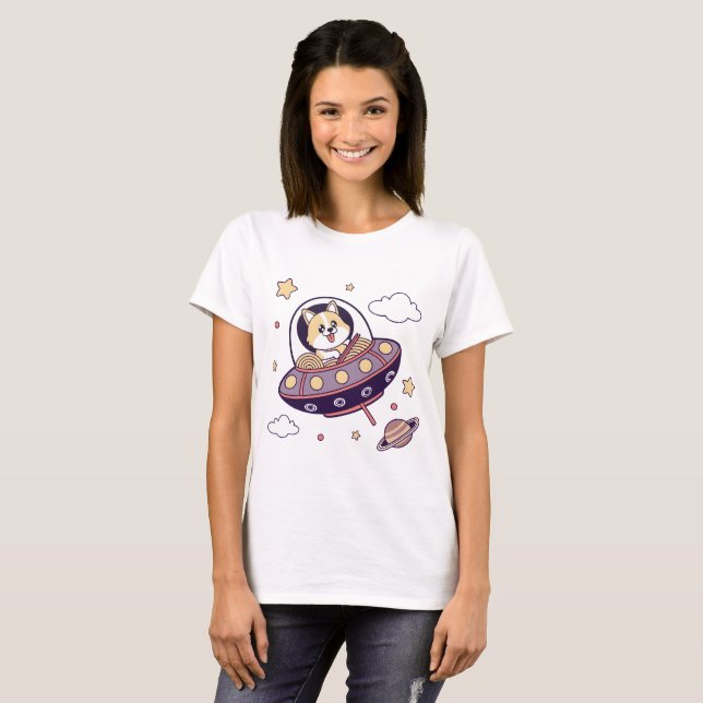  Corgi in Space T Shirt (Hel framsida)