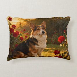 Corgi in the Roses I Prydnadskudde