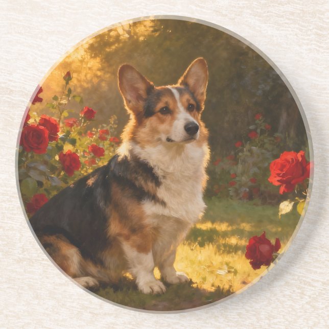 Corgi in the Roses I Underlägg (Framsidan)