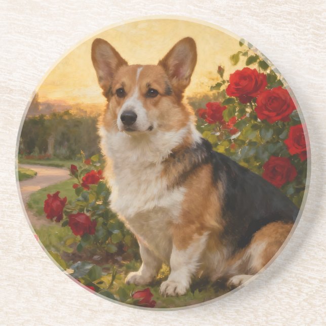 Corgi in the Roses II Underlägg (Framsidan)