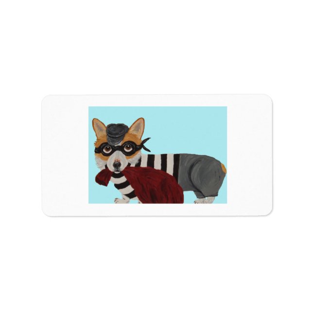 Corgi Inbrottstjuv Inbjudan Adressetikett (Framsidan)