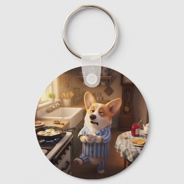 Corgi Inte En Morgonperson Nyckelring (Framsida)