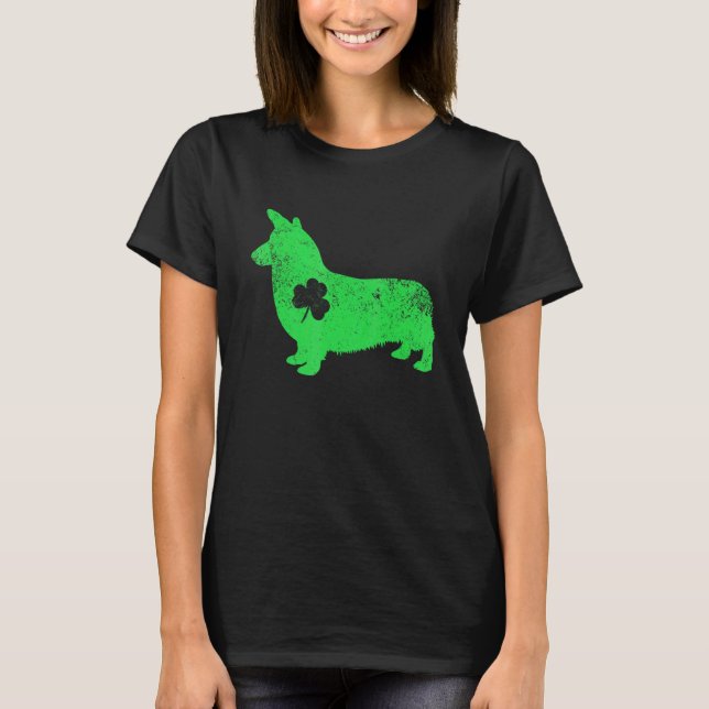 Corgi irländsk C St Patrick Day Leprechaun Hund T Shirt (Framsida)