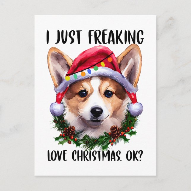 Corgi Jag fryser precis Kärlek jul Julafton Vykort (Framsida)