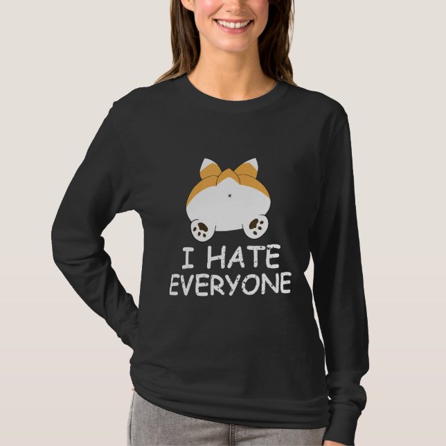 Corgi, jag hatar alla för Hund T Shirt (Framsida)