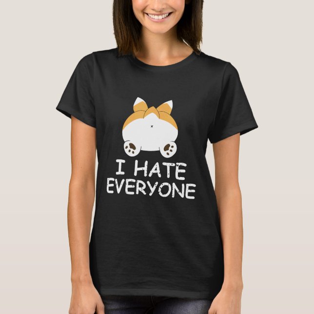 Corgi jag hatar alla för hund t shirt (Framsida)