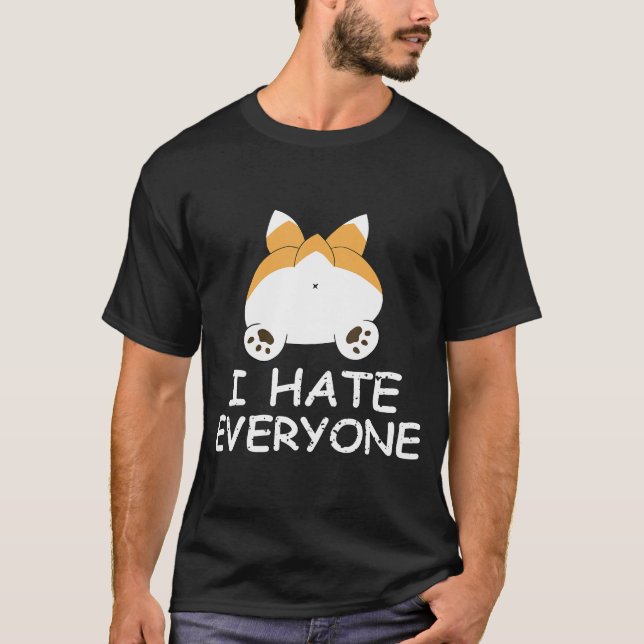 Corgi, jag hatar alla för Hund T Shirt (Framsida)