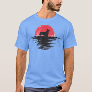 Corgi Japanska Sunset Retro Hund Red T Shirt