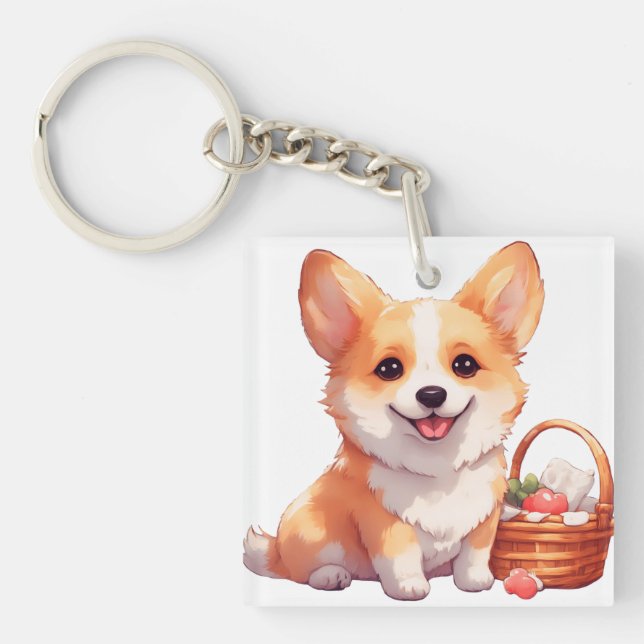 Corgi joyeux avec un panier de pique-nique (Framsidan)