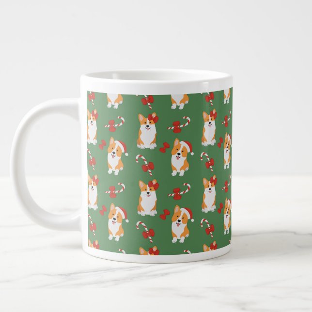 Corgi jul Candy cane Mönster Jumbo Mugg (Vänster)