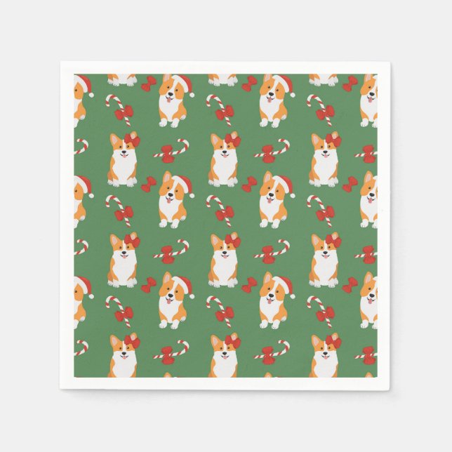 Corgi jul Candy cane Mönster Pappersservett (Framsidan)