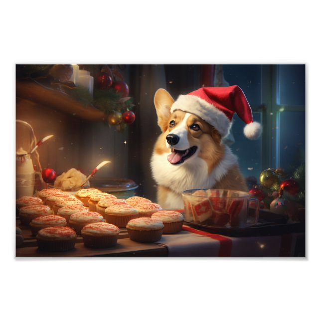 Corgi jul Cookies Festive Helgdag Fototryck (Framsidan)