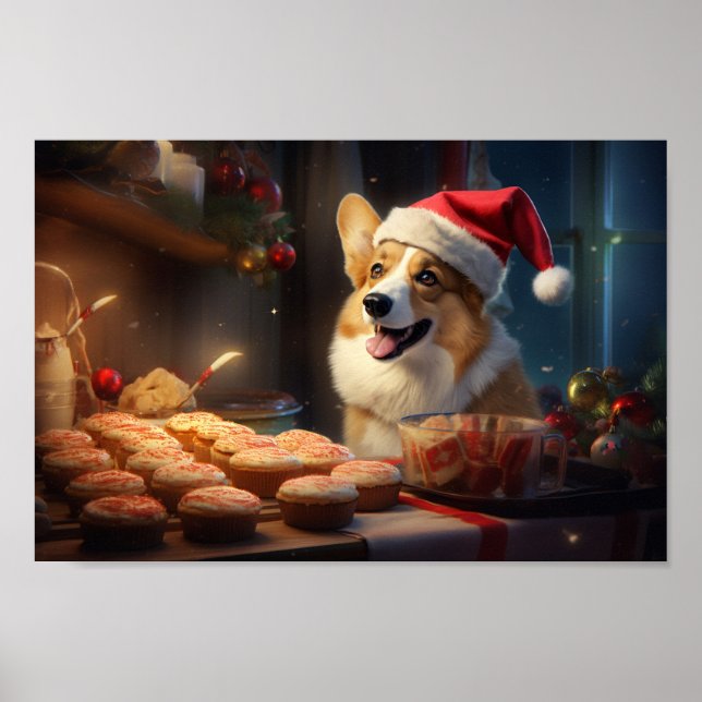 Corgi jul Cookies Festive Helgdag Poster (Framsidan)