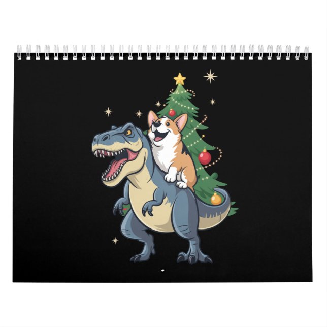 Corgi jul dinosaur träd Rex högtid Xmas  Kalender (Omslag)