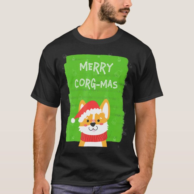 Corgi jul glädjeyulet t shirt (Framsida)