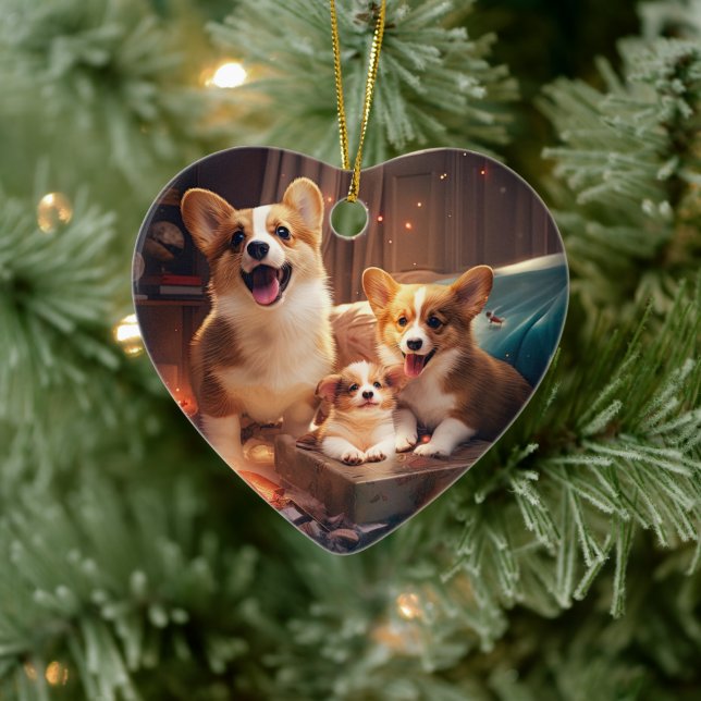Corgi jul Hanging Träd Djurälskare Gift Julgransprydnad Keramik (Träd)