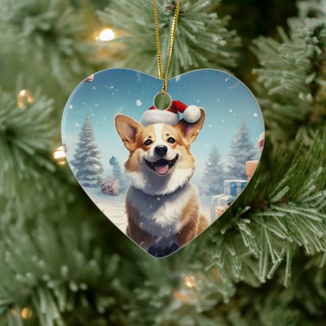 Corgi jul Hanging Träd Djurälskare Gift Julgransprydnad Keramik (Träd)