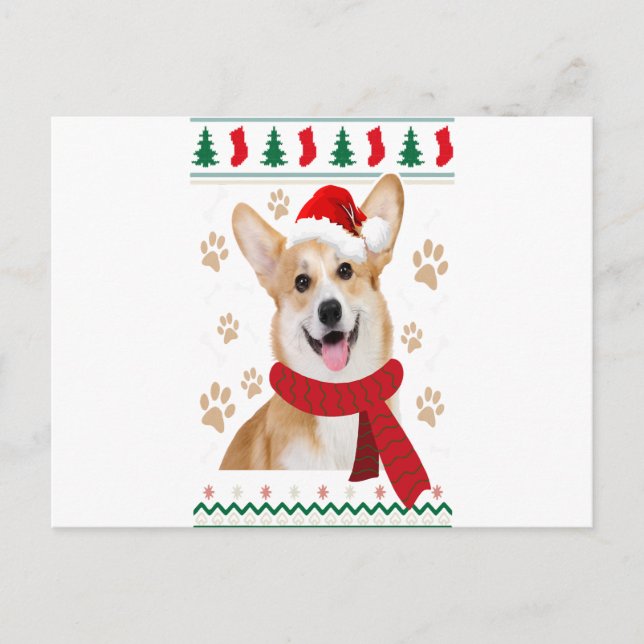 Corgi jul hund pojkar flickor  God Jul Meddelande Vykort (Framsida)