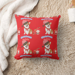 Corgi-jul i juli-ornament kudde