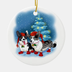 Corgi jul julgransprydnad keramik