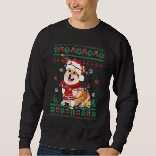 Corgi jul Ljus Santa Hund Ugly Sweater Lång Ärmad Tröja